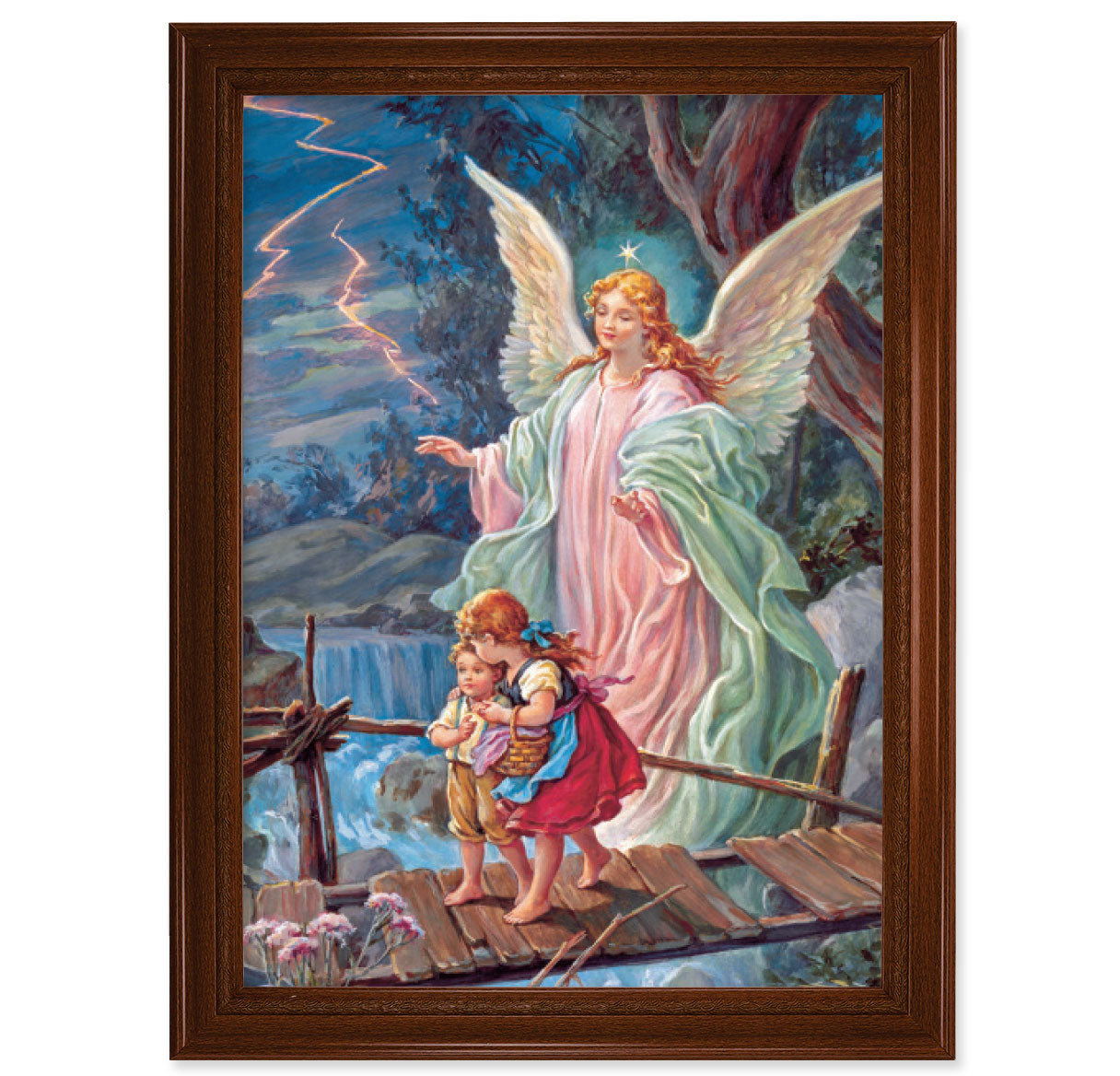 Guardian Angel Walnut Finish Framed Art