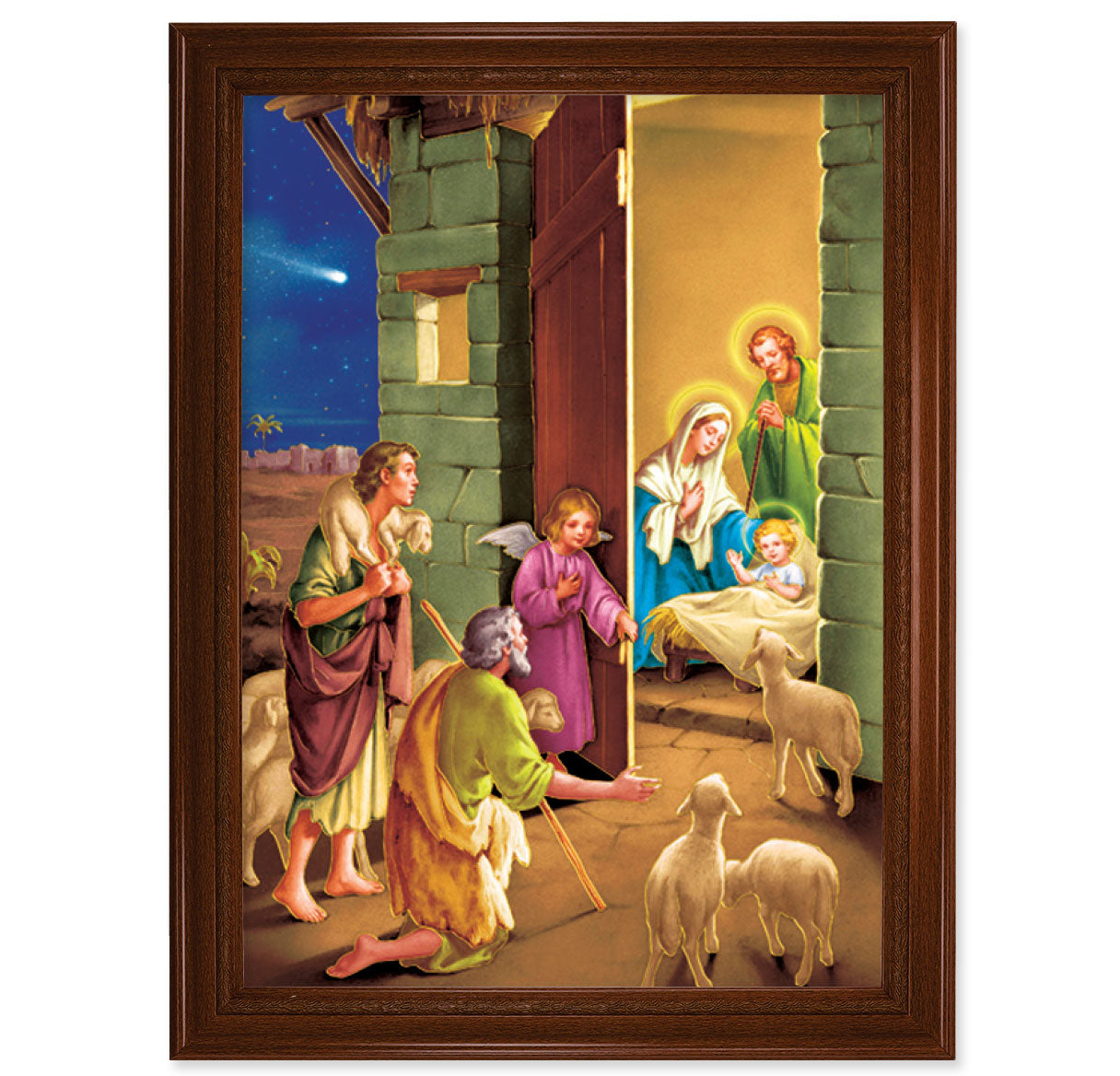 Nativity Walnut Finish Framed Art