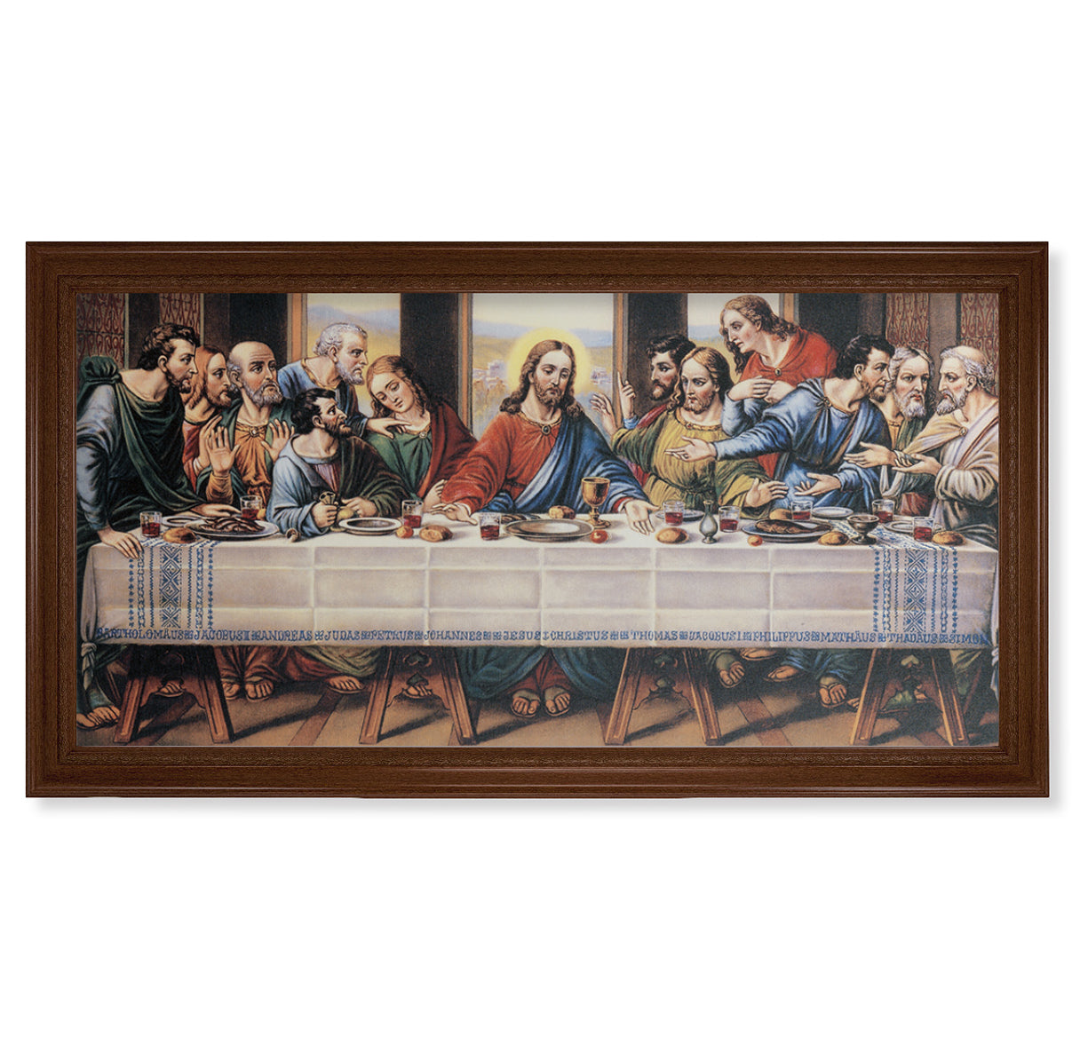 Last Supper Walnut Finish Framed Canvas Art