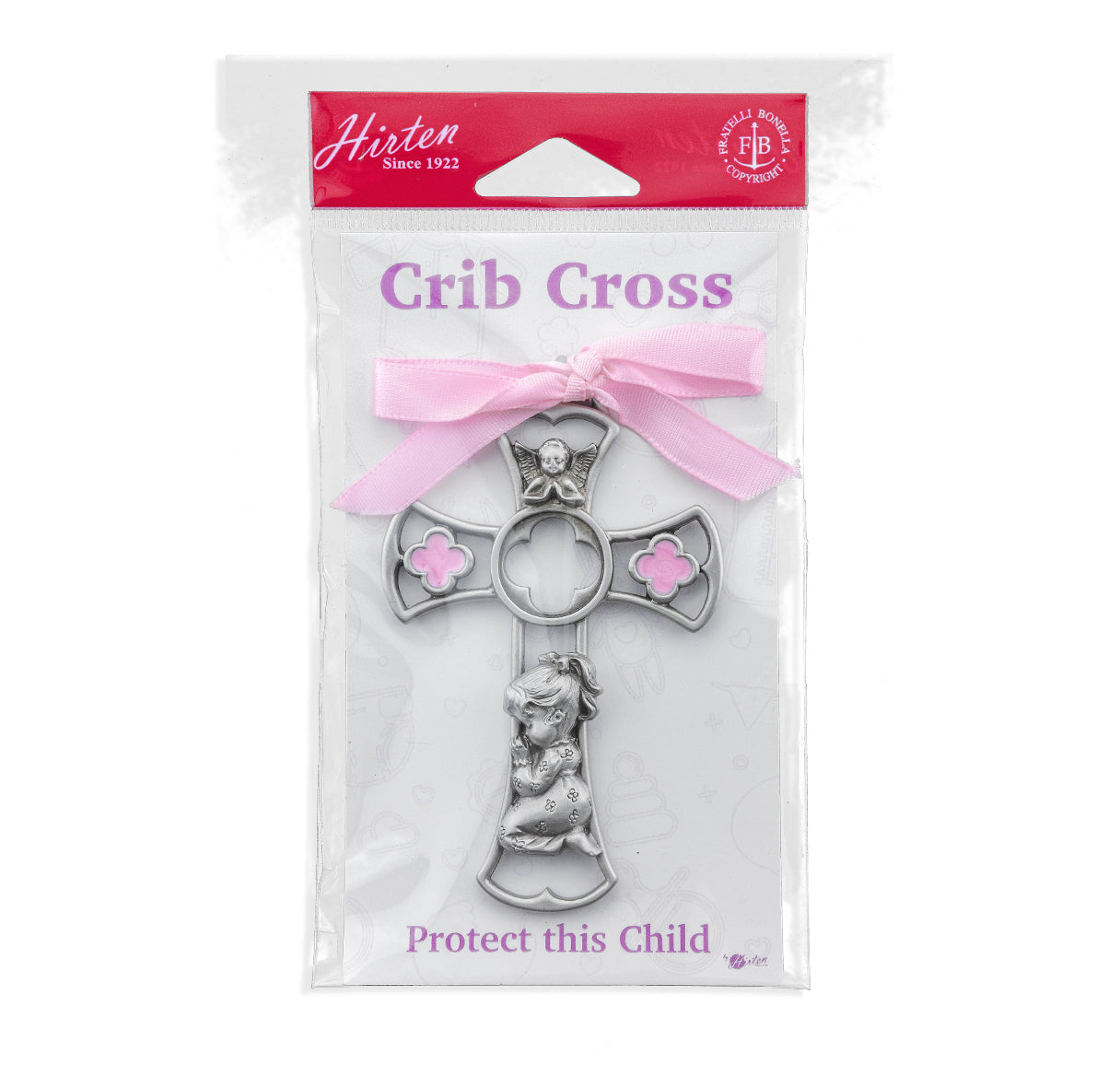 Praying Girl Pewter Crib Cross