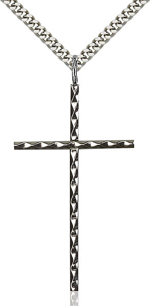 Sterling Silver Knurled Cross Pendant