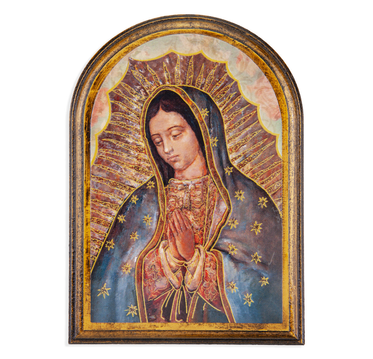 Our Lady of Gudaulupe Bust Antiqued Wood Plaque