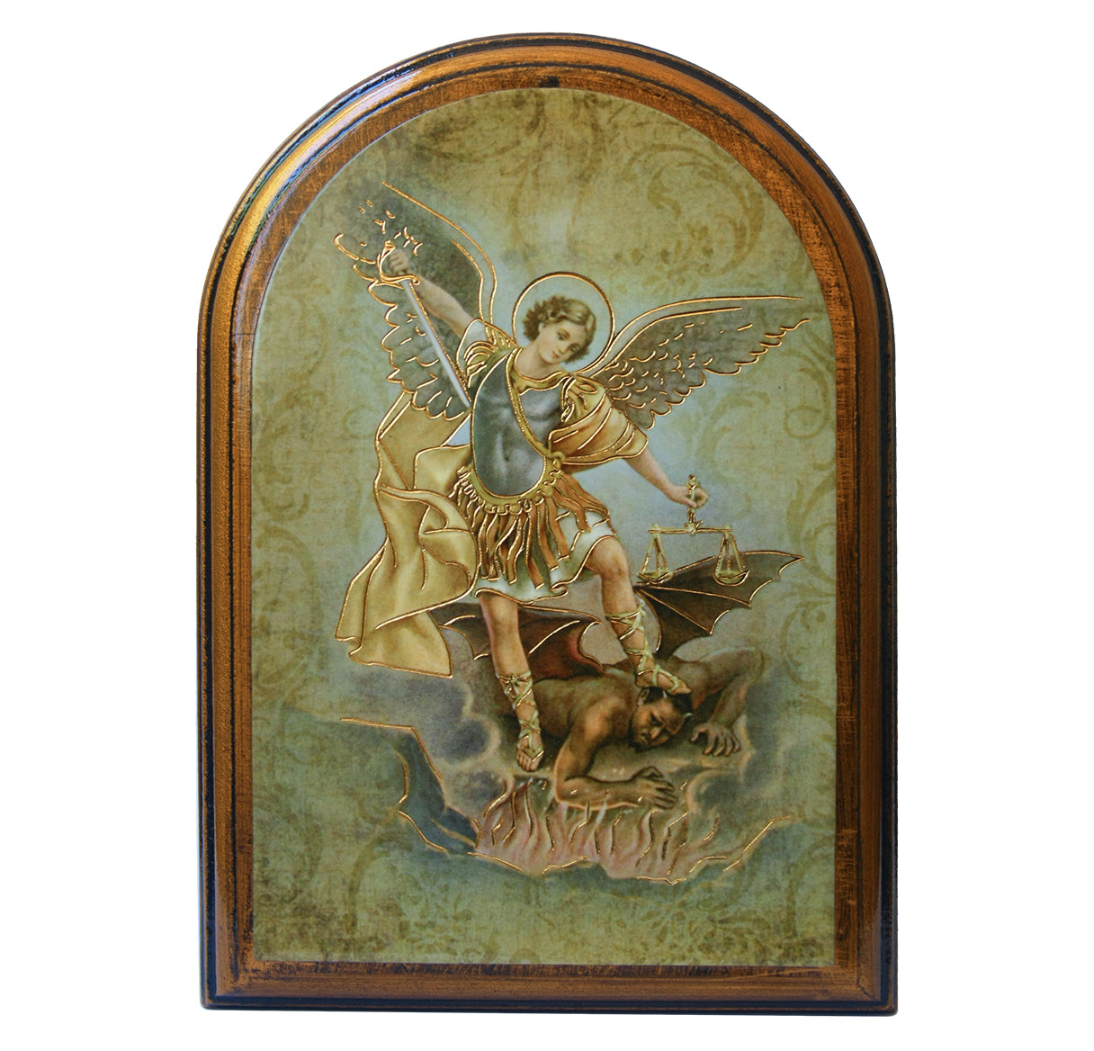 St. Michael Antiqued Wood Plaque