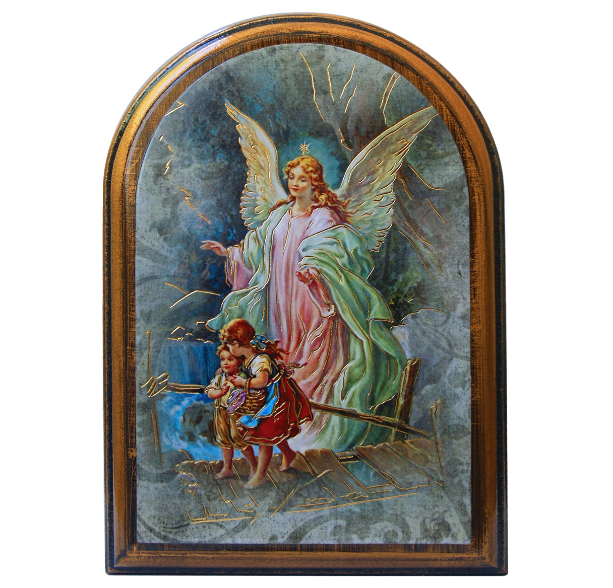 Guardian Angel Antiqued Wood Plaque