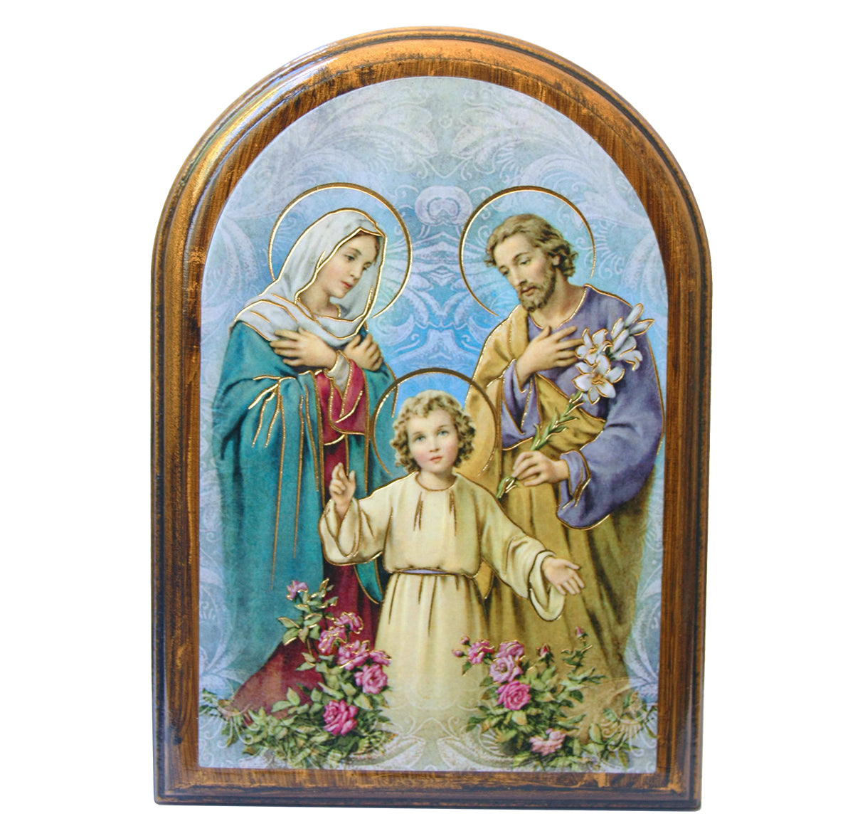 Holy Family Antiqued Wood Plaque