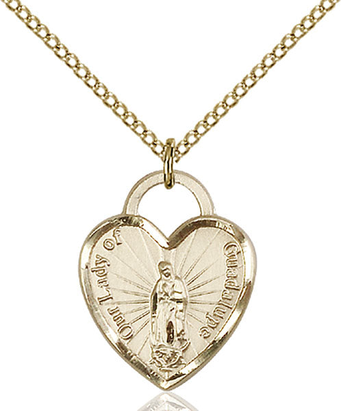 14kt Gold Filled Our Lady of Guadalupe Heart Pendant