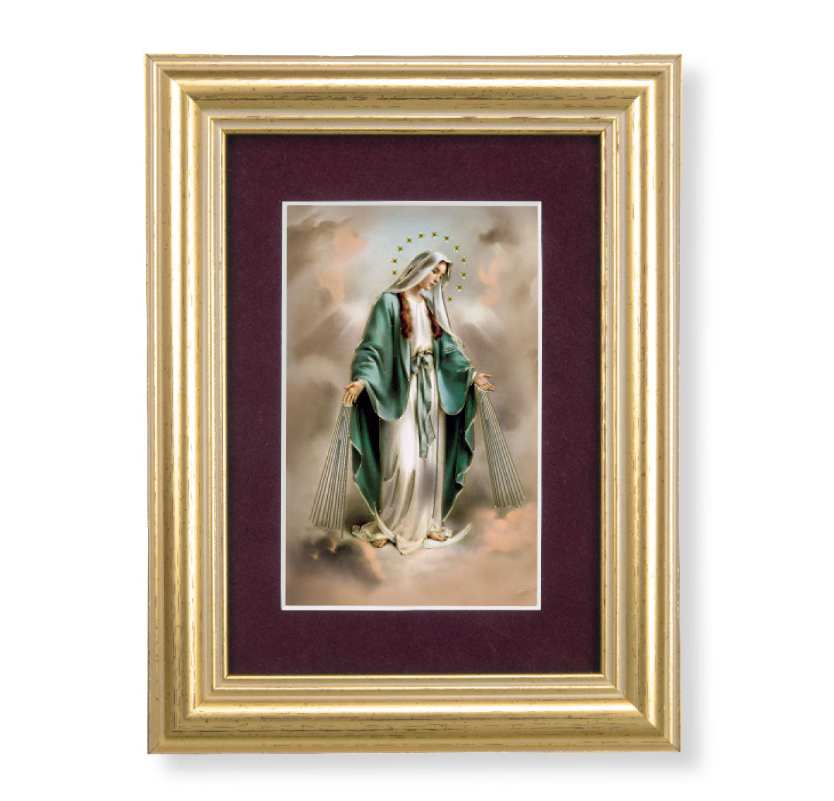 Our Lady of Grace Framed Art with Maroon Velvet Matting