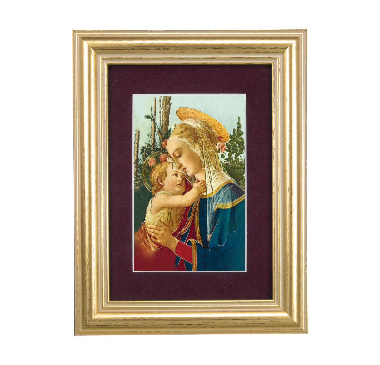Madonna and Child Framed Art with Maroon Velvet Matting
