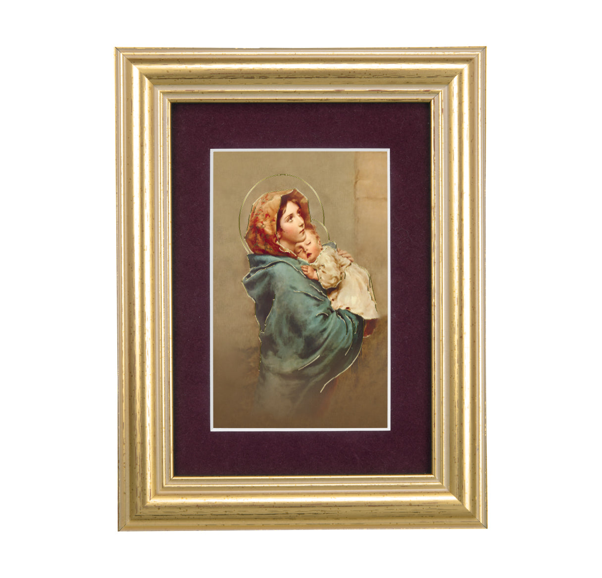 Madonna of the Street Framed Art with Maroon Velvet Matting