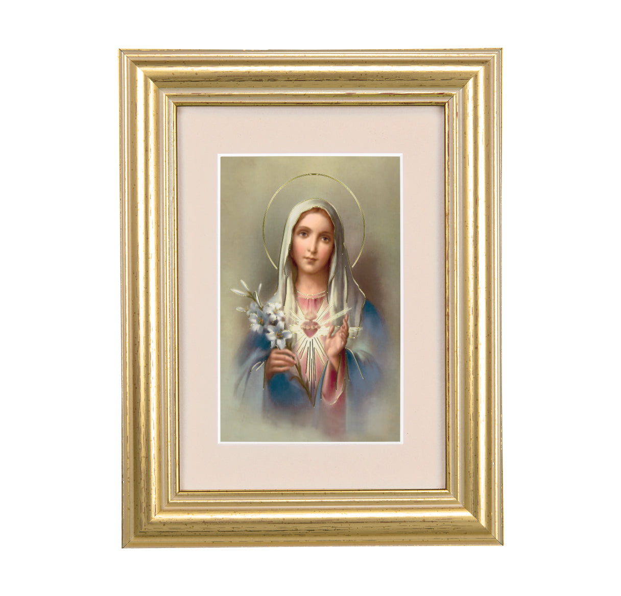 Immaculate Heart of Mary Framed Art with Maroon Velvet Matting