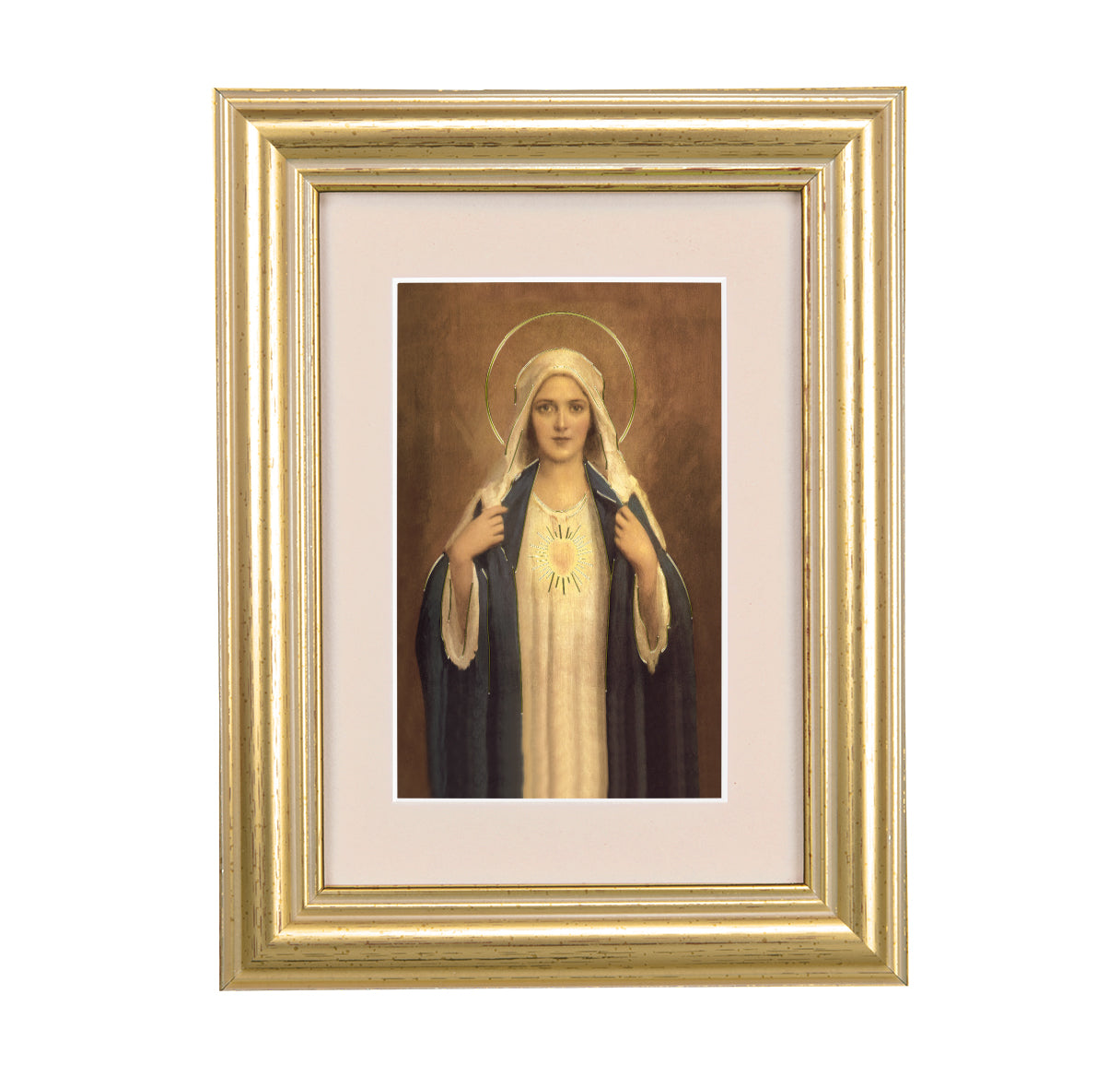 Immaculate Heart of Mary Framed Art with Maroon Velvet Matting