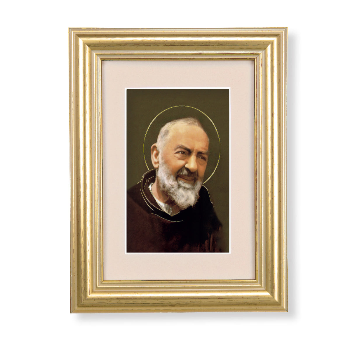 St. Pio Framed Art with Maroon Velvet Matting