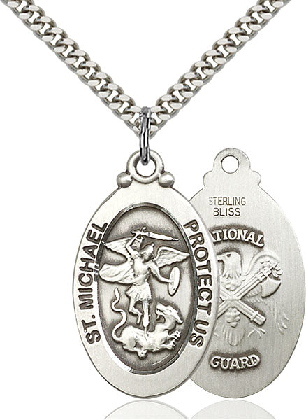 Sterling Silver Saint Michael / Nat'l Guard Pendant