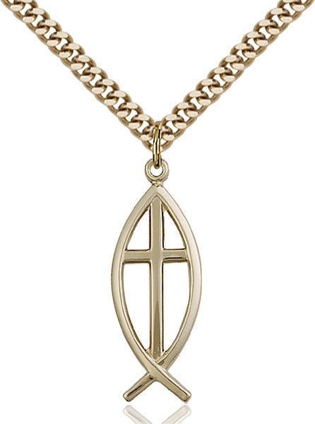 14kt Gold Filled Fish / Cross Pendant