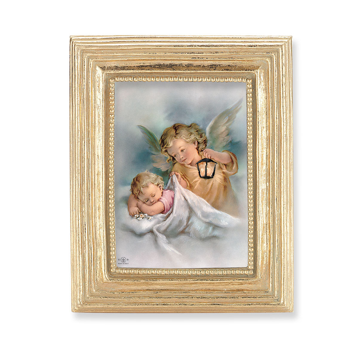 Guardian Angel with Lantern Gold Framed Print