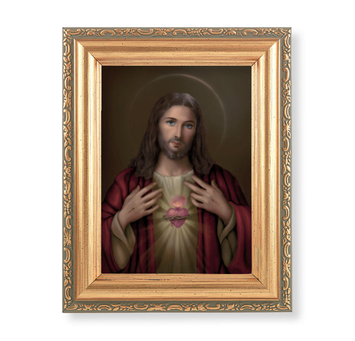 Sacred Heart of Jesus Antique Gold Framed Art