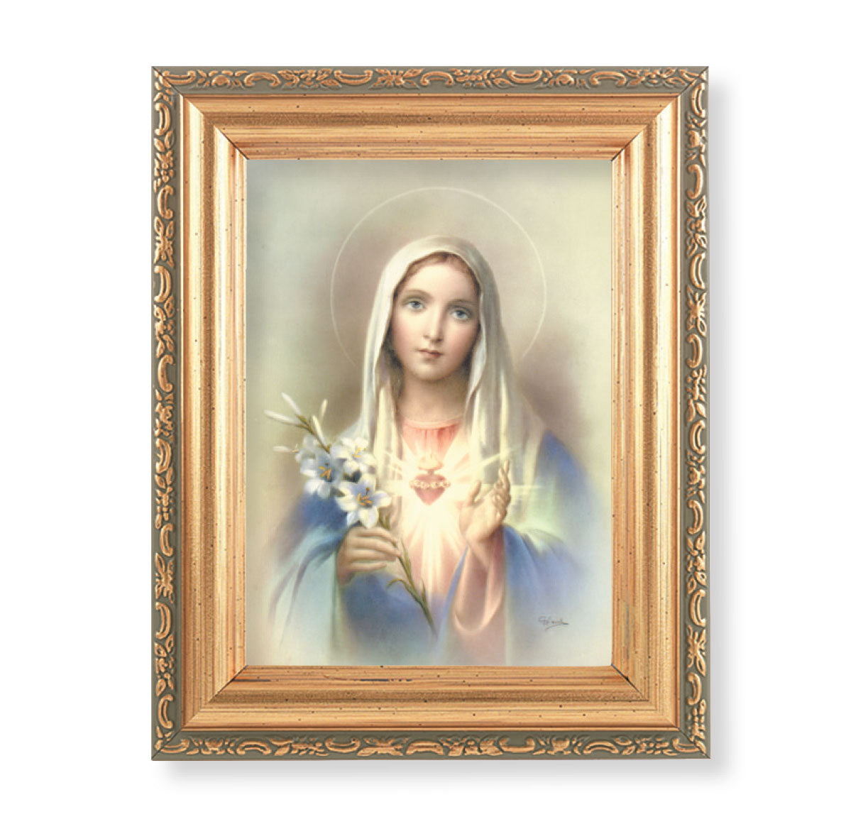 Immaculate Heart of Mary Antique Gold Framed Art