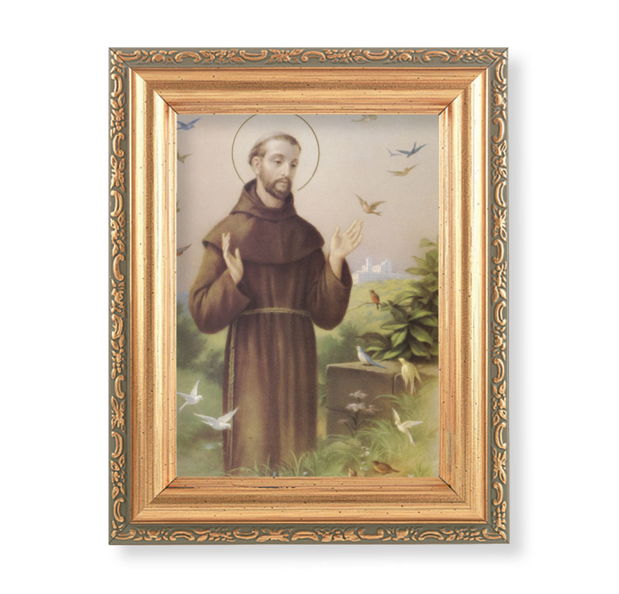 St. Francis Antique Gold Framed Art
