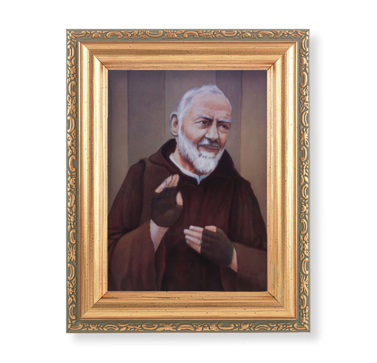 St. Pio Antique Gold Framed Art