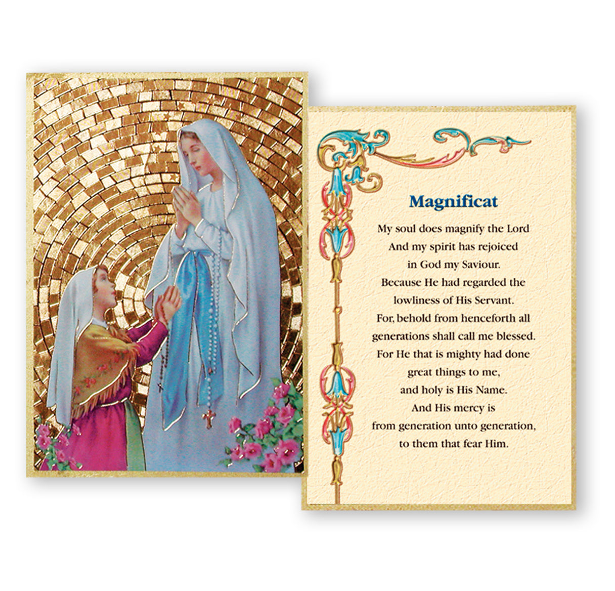 Our Lady of Lourdes Gold Foil Mosaic Plaque