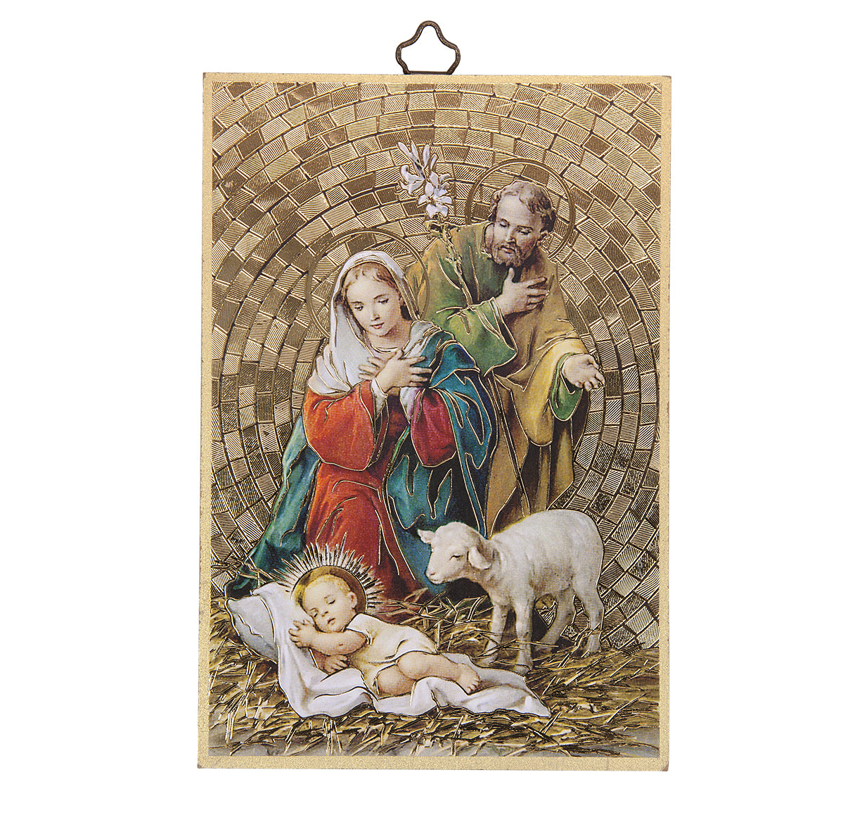 Holy Family Gold Foil Mosaic Plaque