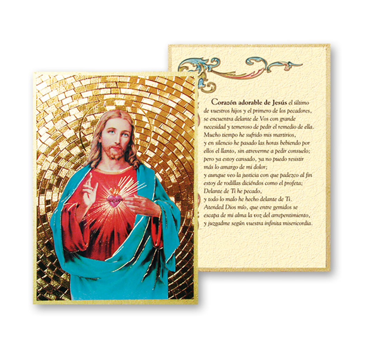 Sacred Heart of Jesus (Spanish) Gold Foil Mosaic Plaque – The Catholic Shop
