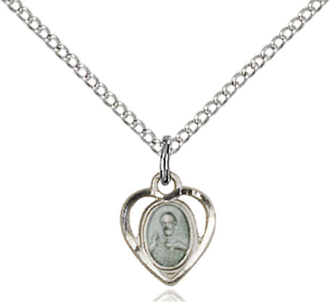 Sterling Silver Scapular Blue Epoxy Pendant