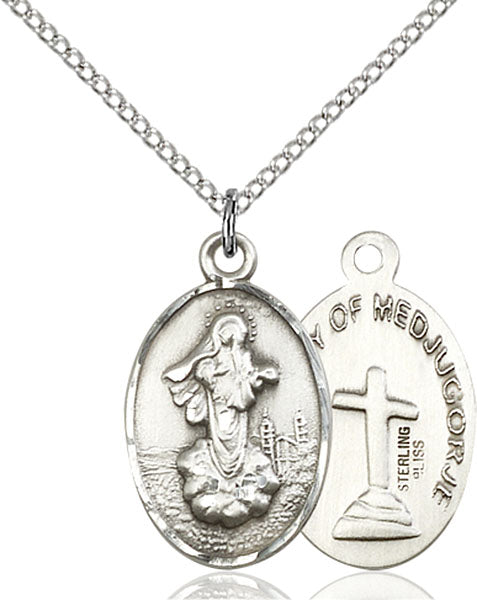 Sterling Silver Our Lady of Medugorje Pendant