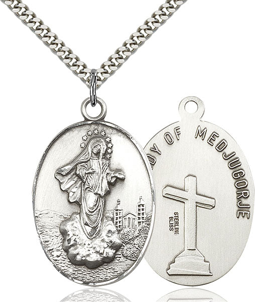 Sterling Silver Our Lady of Medugorje Pendant