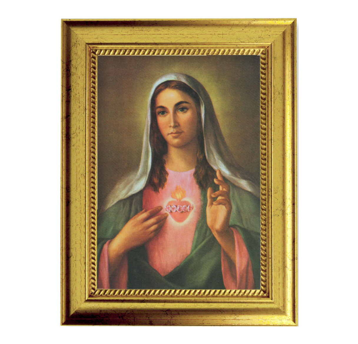 Immaculate Heart of Mary Gold-Leaf Framed Art