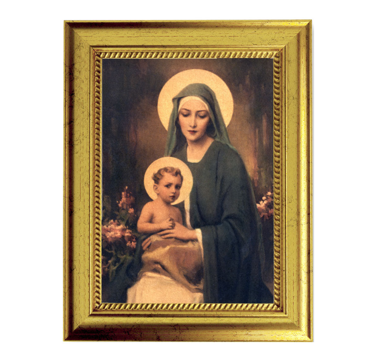 Mary and Child Gold-Leaf Framed Art