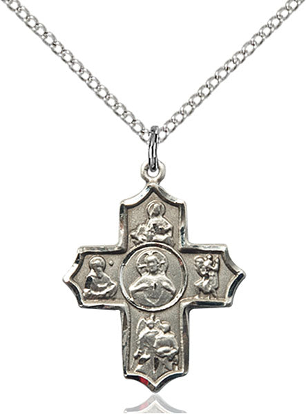 Sterling Silver Sacred Heart 5-Way Pendant