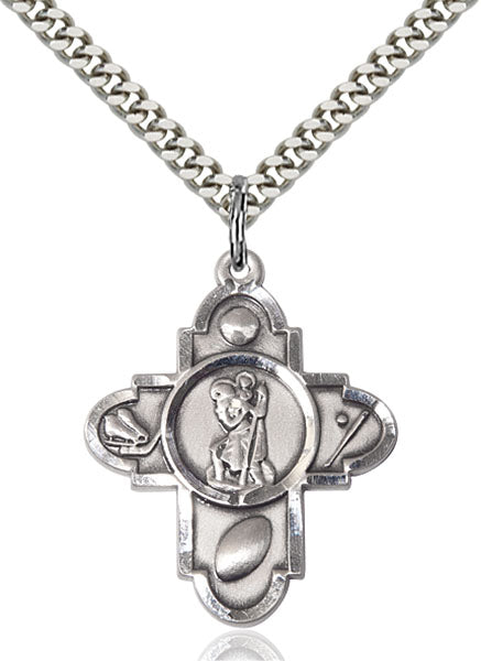 Sterling Silver Saint Christopher 5-Way Pendant