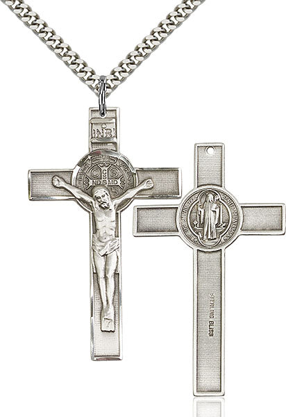 Sterling Silver Saint Benedict Crucifix Pendant