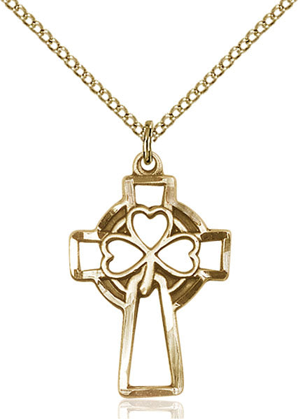 14kt Gold Filled Shamrock Cross Pendant