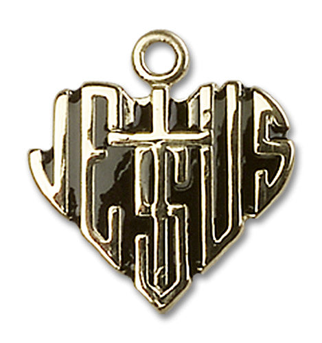 14kt Gold Heart of Jesus / Cross Medal