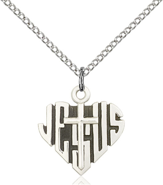 Sterling Silver Heart of Jesus / Cross Pendant