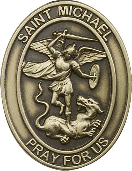 Antique Gold St. Michael the Archangel Visor Clip