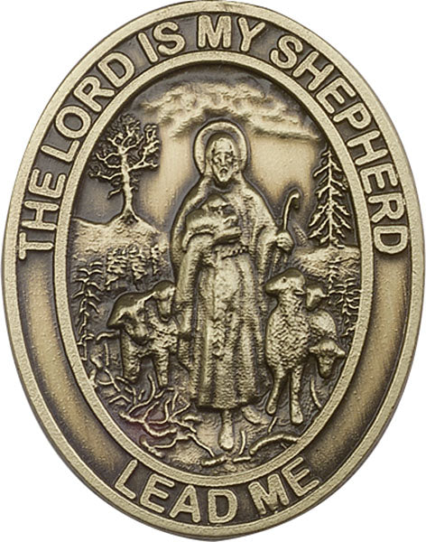Antique Gold Lord Is My Shepherd / Psalm Visor Clip