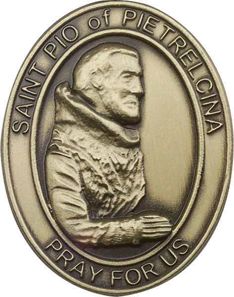 Antique Gold St. Pio of Pietrelcina Visor Clip