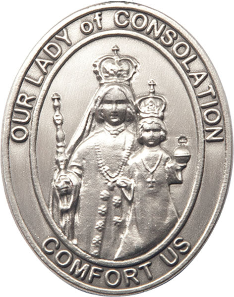 Our Lady of Consolation Visor Clip Silver Oxide