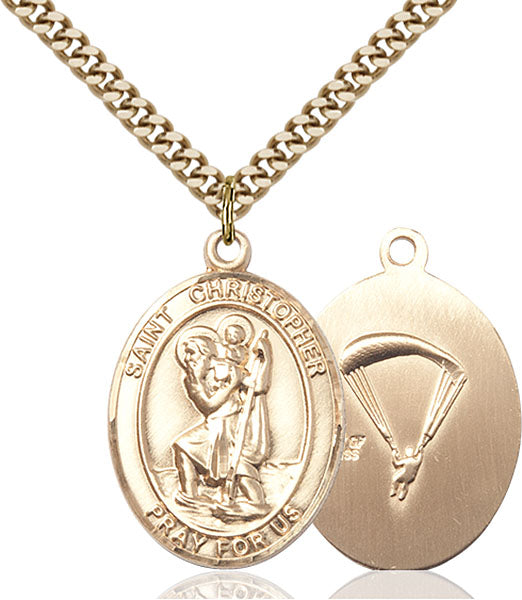 14kt Gold Filled Saint Christopher / Paratrooper Pendant