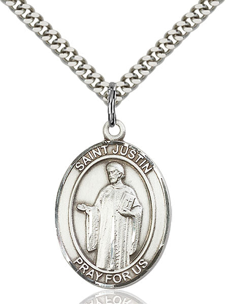 Sterling Silver Saint Justin Pendant