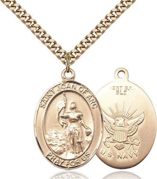 14kt Gold Filled Saint Joan Of Arc / Navy Pendant