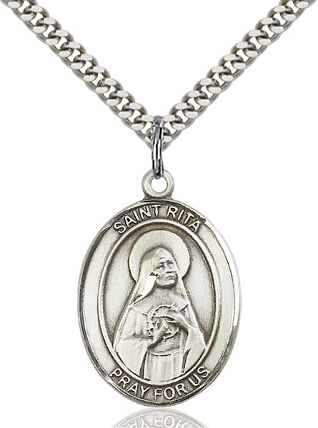 Sterling Silver Saint Rita of Cascia Pendant