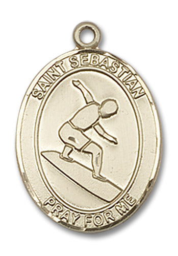 14kt Gold Saint Sebastian/Surfing Medal