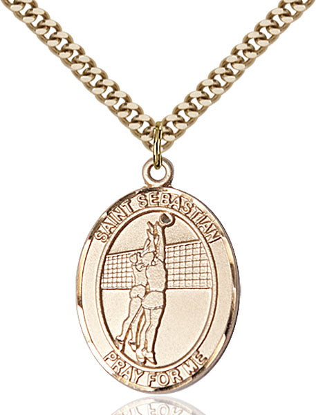 14kt Gold Filled Saint Sebastian / Volleyball Pendant