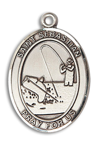 Sterling Silver St. Sebastian / Fishing Pendant