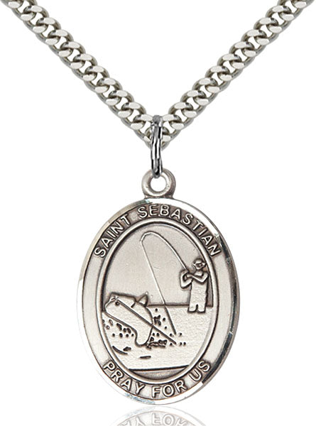 Sterling Silver Saint Sebastian / Fishing Pendant
