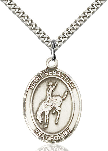 Sterling Silver Saint Sebastian / Rodeo Pendant